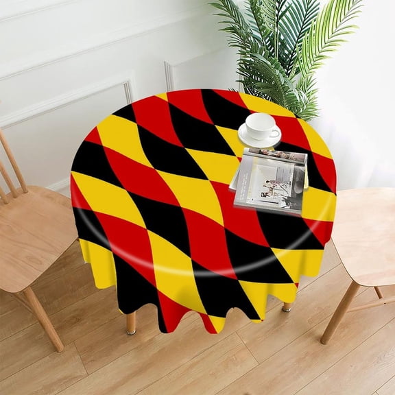 GooTPa 60 Inch Round Tablecloth, Wavy Harlequin Check Pattern Premium Polyester Straight Edge Wrinkle Resistant Washable Table Cover for Home Dining Party Decor