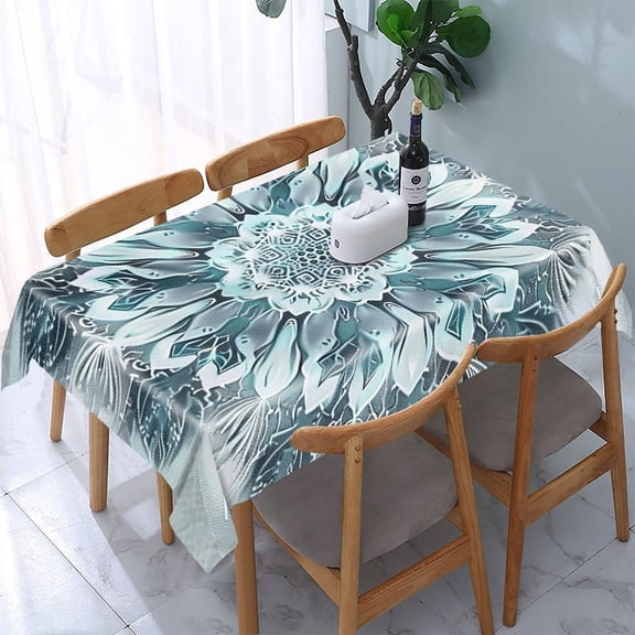 GooTPa Abstract Floral Mandala Design Rectangle Dining Tablecloth, Polyester Tablecloths Rectangle Dining Tablecloth, Ideal for Kitchen Picnic Party