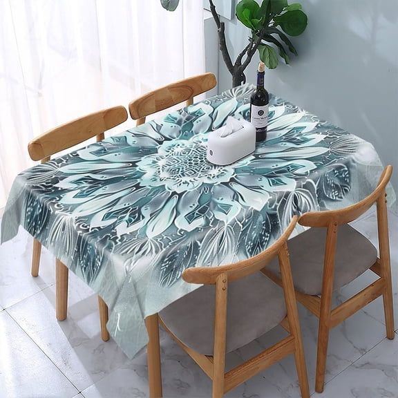 GooTPa Abstract Floral Mandala Design Rectangle Dining Tablecloth, Polyester Tablecloths Rectangle Dining Tablecloth, Ideal for Kitchen Picnic Party