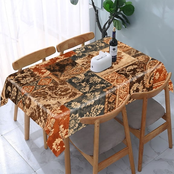 GooTPa Antique Floral Patchwork Collage Rectangle Dining Tablecloth, Polyester Tablecloths Rectangle Dining Tablecloth, Ideal for Kitchen Picnic Party