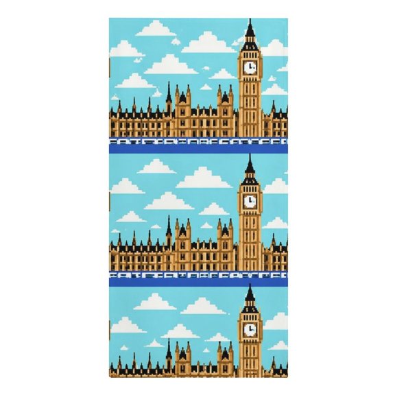 GooTPa Big Ben Clock Tower Skyline Pattern Microfiber Beach Towel 61.430.3Inch Quick Dry Lightweight Sand Free Towel for Travel Swim Pool Camping Gym(Flower)