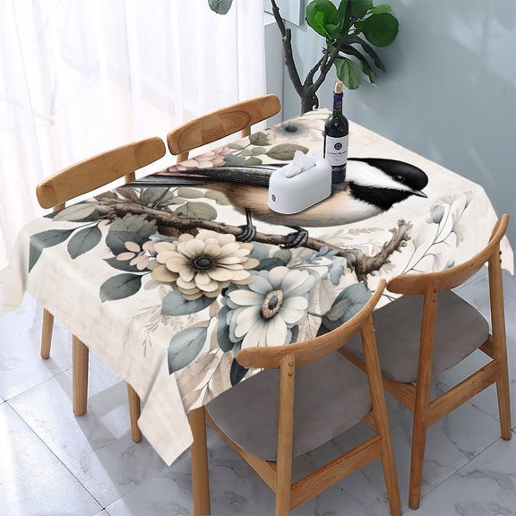 GooTPa Bird Branch Flowers Soft Rectangle Dining Tablecloth, Polyester Tablecloths Rectangle Dining Tablecloth, Ideal for Kitchen Picnic Party