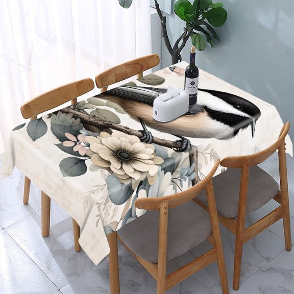 GooTPa Bird Branch Flowers Soft Rectangle Dining Tablecloth, Polyester Tablecloths Rectangle Dining Tablecloth, Ideal for Kitchen Picnic Party