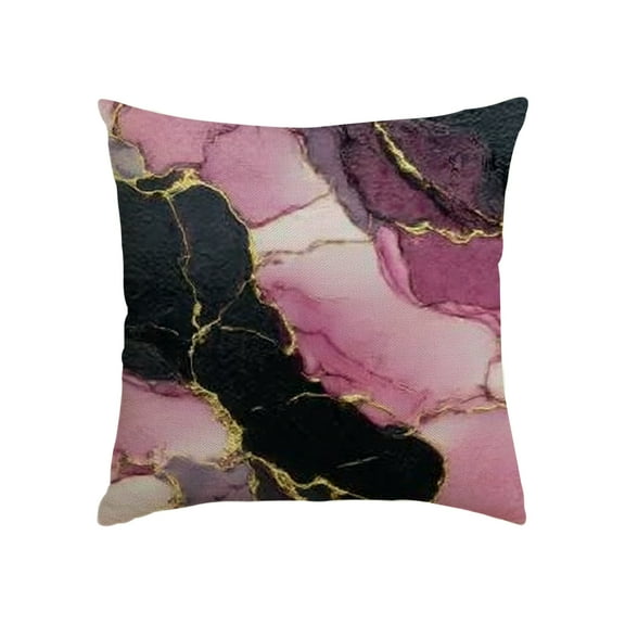 GooTPa Black Pink and Gold Marble Print Pillow Covers, Cozy Square Throw Pillow Case Decoration, Linen Cushion Covers for Couch Sofa Bedroom Living Room Holiday Home Decor - 18x18in