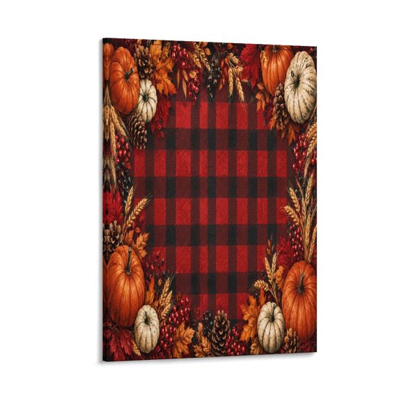 GooTPa Buffalo Red Black Plaid Harvest Canvas Wall Art Framed Painting, Modern Home Decor Print for Living Room Bedroom Office Wall Decoration