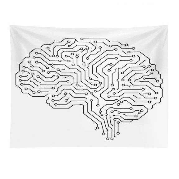 GooTPa Circuit Board Brain Pattern Polyester Wall Tapestry Anti Wrinkle Art Hanging Decor for Bedroom Living Room Home Holiday Decoration Gift