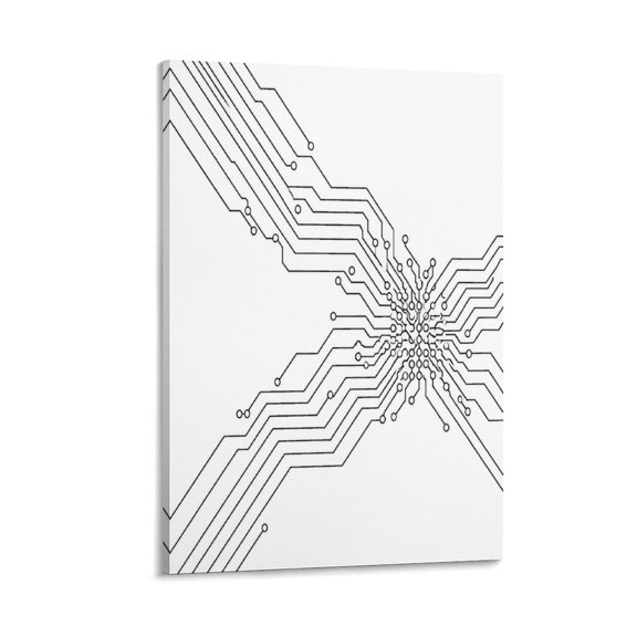 GooTPa Circuit Board Burst Pattern Canvas Wall Art Framed Painting, Modern Home Decor Print for Living Room Bedroom Office Wall Decoration