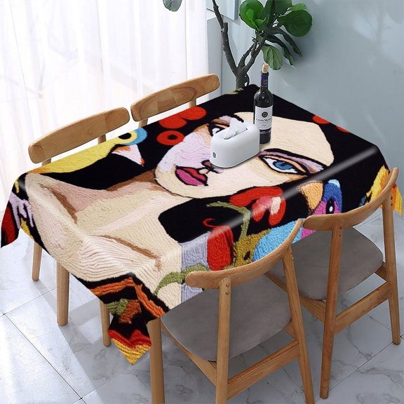 GooTPa Colorful Bird Flower Embroidery Rectangle Dining Tablecloth, Polyester Tablecloths Rectangle Dining Tablecloth, Ideal for Kitchen Picnic Party