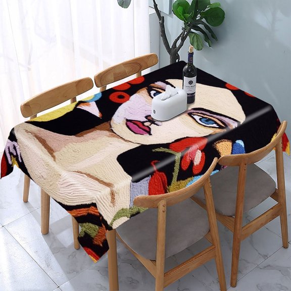 GooTPa Colorful Bird Flower Embroidery Rectangle Dining Tablecloth, Polyester Tablecloths Rectangle Dining Tablecloth, Ideal for Kitchen Picnic Party