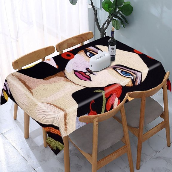 GooTPa Colorful Bird Flower Embroidery Rectangle Dining Tablecloth, Polyester Tablecloths Rectangle Dining Tablecloth, Ideal for Kitchen Picnic Party