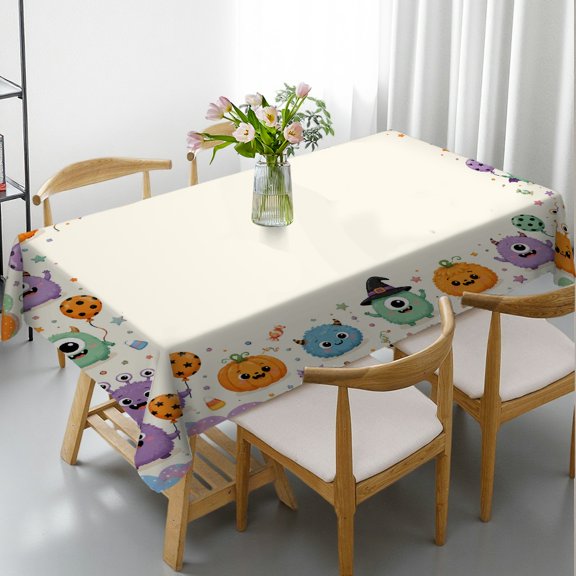 GooTPa Cute Monster Pumkin Halloween Rectangle Tablecloth, Holiday Party Tablecloth - Holiday-Themed Design Rectangle Tablecloth, Ideal for Kitchen Picnic Party