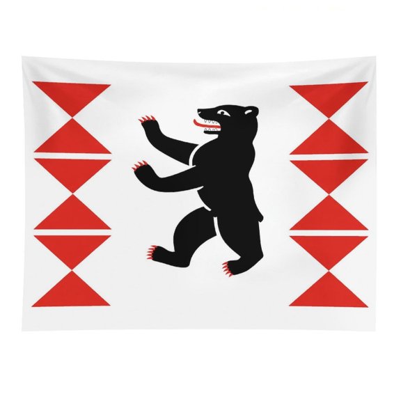 GooTPa Dancing Bear Red Triangles Polyester Wall Tapestry Anti Wrinkle Art Hanging Decor for Bedroom Living Room Home Holiday Decoration Gift