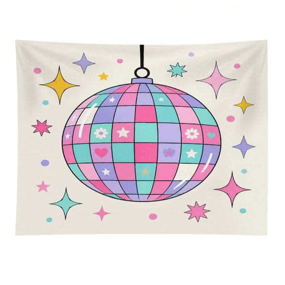 GooTPa Disco Ball Pastel Sparkles Polyester Wall Tapestry Anti Wrinkle Art Hanging Decor for Bedroom Living Room Home Holiday Decoration Gift