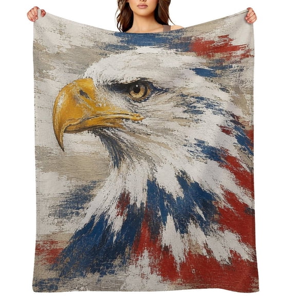 GooTPa Eagle Portrait Canvas Texture Soft Flannel Throw Blanket, Lightweight Fuzzy Warm Cozy Blanket for Couch Bed Home Travel Decor