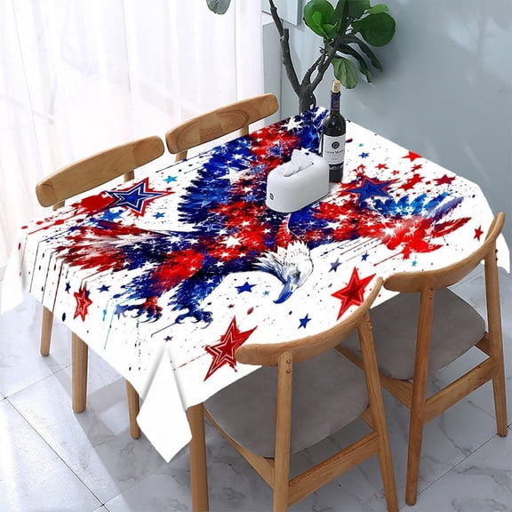 GooTPa Eagle Stars Splatter Paint Art Rectangle Dining Tablecloth, Polyester Tablecloths Rectangle Dining Tablecloth, Ideal for Kitchen Picnic Party