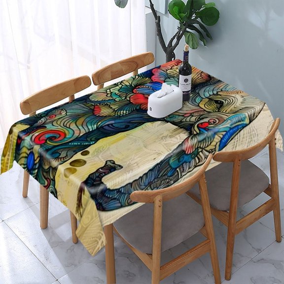 GooTPa Elephant Flower Bird Art Rectangle Dining Tablecloth, Polyester Tablecloths Rectangle Dining Tablecloth, Ideal for Kitchen Picnic Party