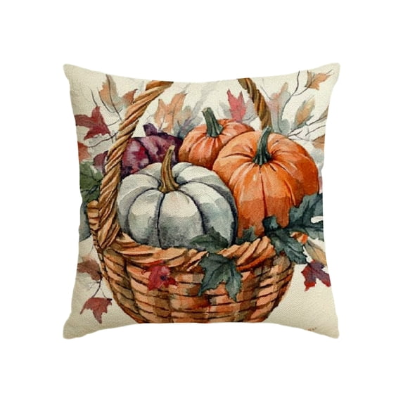 GooTPa Fall Pillow Covers, Thanksgiving Farmhouse Pumpkin Harvest Throw Pillow Case Decoration, Linen Cushion Covers for Couch Sofa Bedroom Living Room Easter Day Home Decor - 24x24in