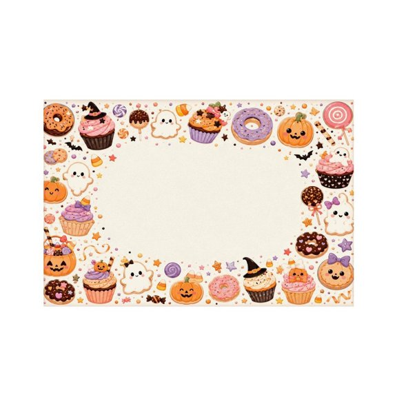 GooTPa Ghost Trick Or Treat Sweets Linen Placemats 30x45cm Straight Edge Stain Resistant Washable Non-Slip Table Mats Table for Kitchen Dining Room Home