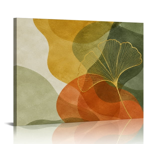 GooTPa Golden Ginkgo Leaves On Amber Waves  Modern Wall Decor, Wall Art Canvas Print,  Bathroom Wall Art Bathroom Bedroom Kitchen Hallway Wall Decor Prints