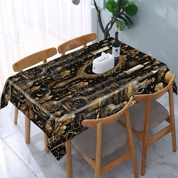 GooTPa Gothic Alchemy Mirror Bottles Rectangle Dining Tablecloth, Polyester Tablecloths Rectangle Dining Tablecloth, Ideal for Kitchen Picnic Party