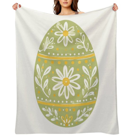 GooTPa Green Daisy Easter Egg Spring Pattern Soft Flannel Throw Blanket, Lightweight Fuzzy Warm Cozy Blanket for Couch Bed Home Travel Decor