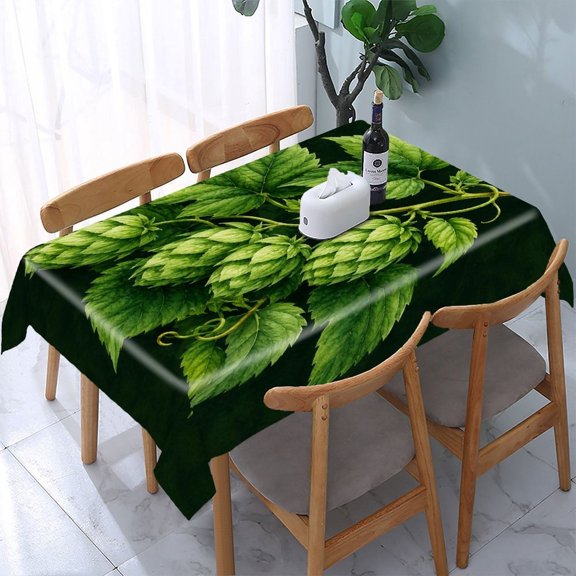 GooTPa Green Hop Vine Leaves Rectangle Dining Tablecloth, Polyester Tablecloths Rectangle Dining Tablecloth, Ideal for Kitchen Picnic Party