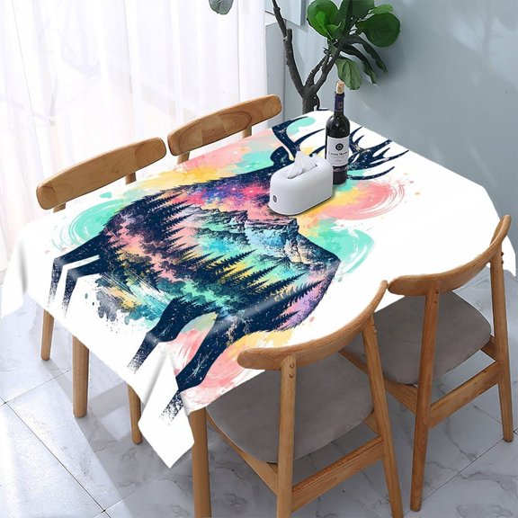 GooTPa Grizzly Star Deer River Valley Rectangle Dining Tablecloth, Polyester Tablecloths Rectangle Dining Tablecloth, Ideal for Kitchen Picnic Party
