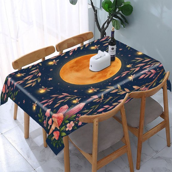 GooTPa Harvest Moon Firefly Rectangle Dining Tablecloth, Polyester Tablecloths Rectangle Dining Tablecloth, Ideal for Kitchen Picnic Party
