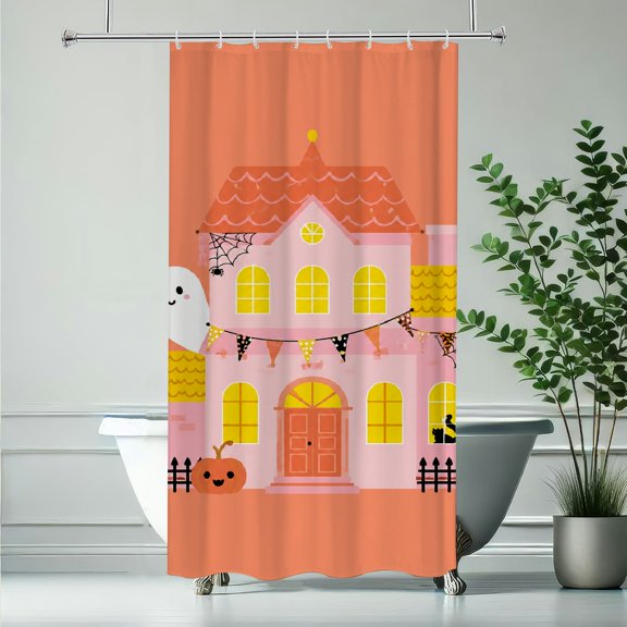 GooTPa Haunted House Spider Web Waterproof Shower Curtain  Polyester Shower Curtain with Hooks for Chic Elegant Home Bathtub Bathroom Decor