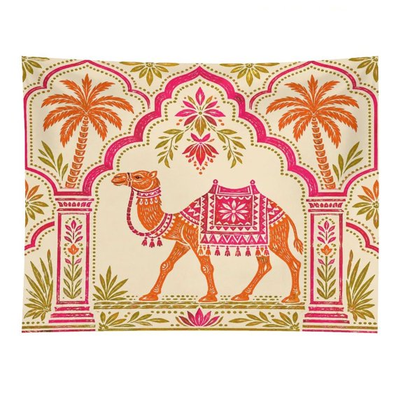 GooTPa Indian Camel Arch Pattern Polyester Wall Tapestry Anti Wrinkle Art Hanging Decor for Bedroom Living Room Home Holiday Decoration Gift