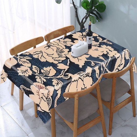 GooTPa Indigo Floral Tapestry Rectangle Dining Tablecloth, Polyester Tablecloths Rectangle Dining Tablecloth, Ideal for Kitchen Picnic Party