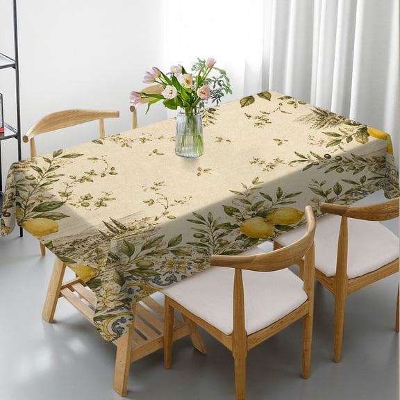 GooTPa  Italian Lemon Orchard Print Rectangle Tablecloth, Kitchen Accessories Festive Table Setting, Italian Lemon Orchard