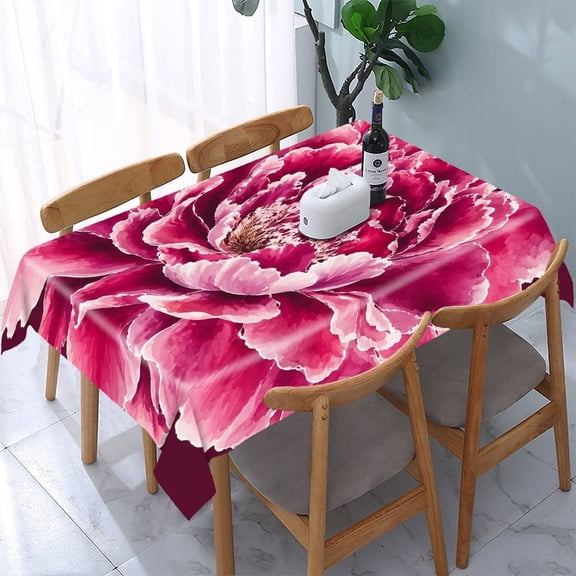 GooTPa Magenta Peony Closeup Rectangle Dining Tablecloth, Polyester Tablecloths Rectangle Dining Tablecloth, Ideal for Kitchen Picnic Party