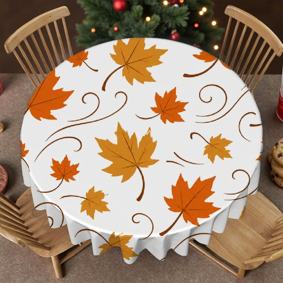 GooTPa Maple Leaves Swirl Pattern Print Stain Resistant & Washable Decor, Polyester Tablecloths Machine-Made, Maple Leaves Swirl Pattern
