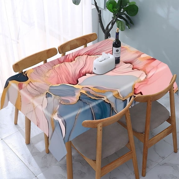 GooTPa Marble Gold Floral Rectangle Dining Tablecloth, Polyester Tablecloths Rectangle Dining Tablecloth, Ideal for Kitchen Picnic Party