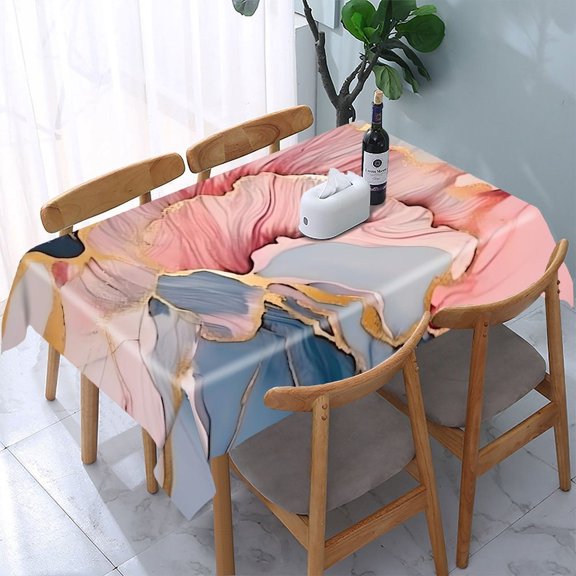 GooTPa Marble Gold Floral Rectangle Dining Tablecloth, Polyester Tablecloths Rectangle Dining Tablecloth, Ideal for Kitchen Picnic Party