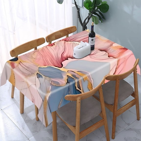 GooTPa Marble Gold Floral Rectangle Dining Tablecloth, Polyester Tablecloths Rectangle Dining Tablecloth, Ideal for Kitchen Picnic Party