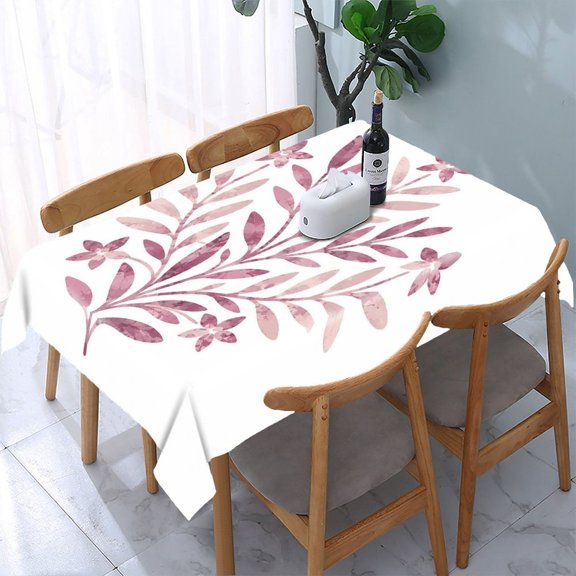 GooTPa Mauve Floral Branch Illustration Rectangle Dining Tablecloth, Polyester Tablecloths Rectangle Dining Tablecloth, Ideal for Kitchen Picnic Party