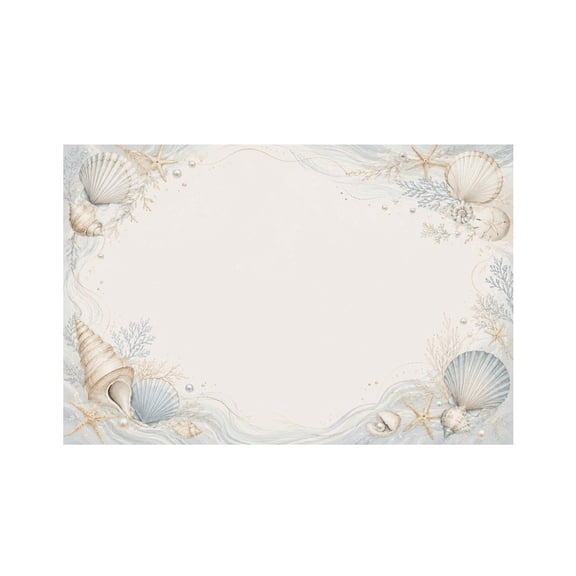 GooTPa Minimal Coastal Shell Luxe Linen Placemats 30x45cm Straight Edge Stain Resistant Washable Non-Slip Table Mats Table for Kitchen Dining Room Home