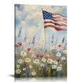 thumbnail image 1 of GooTPa Modern American Flag Framed Canvas Wall Art for Living Room, 4th of July Large Patriotic Floral Poster for Bedroom, Wrapped Canvas Prints Artwork Americana Pictures Wall Decor - 12x16in, 1 of 5