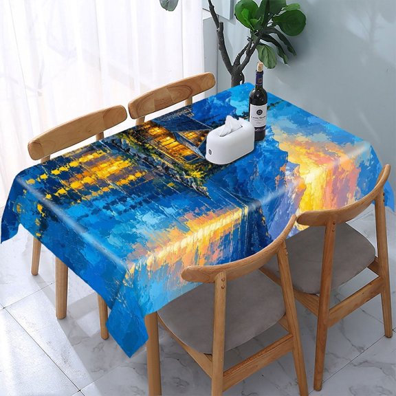 GooTPa Mountain Cabin Sunset Rectangle Dining Tablecloth, Polyester Tablecloths Rectangle Dining Tablecloth, Ideal for Kitchen Picnic Party
