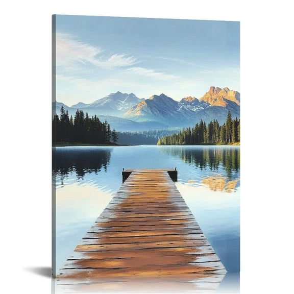 GooTPa Nature Lake Scene Canvas Wall Art, Canvas Prints Wall Art for Living Room Bathroom Bedroom Office, Art Print Painting for Home Decorations - 12x16in