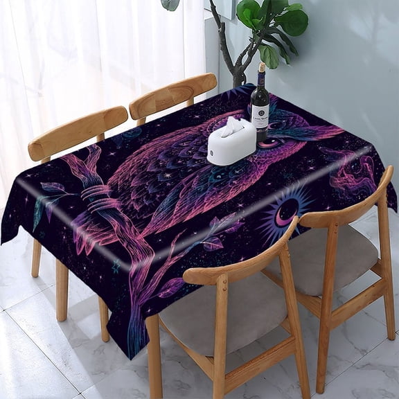 GooTPa Night Owl Celestial Rectangle Dining Tablecloth, Polyester Tablecloths Rectangle Dining Tablecloth, Ideal for Kitchen Picnic Party