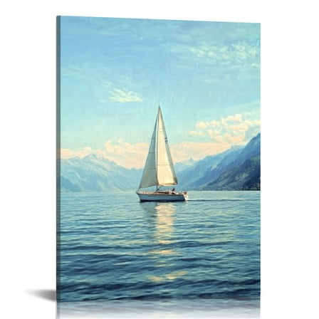 GooTPa Ocean Sailing Boat Canvas Wall Art, Canvas Prints Wall Art for Living Room Bathroom Bedroom Office, Art Print Painting for Home Decorations - 12x16in
