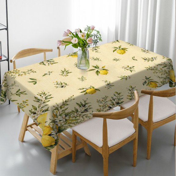 GooTPa Orchard Botanical Lemon Olive Border Print Rectangle Tablecloth, Holiday Party Tablecloth Kitchen Accessories, Orchard Botanical Lemon Olive Border