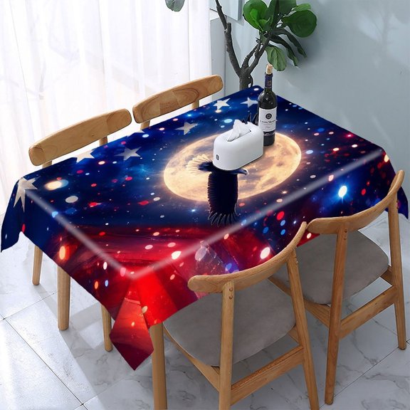 GooTPa Painted Fireworks Night Splash Rectangle Dining Tablecloth, Polyester Tablecloths Rectangle Dining Tablecloth, Ideal for Kitchen Picnic Party