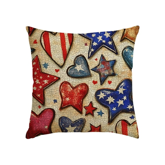 GooTPa Patriotic Pillow Covers, 4th of July Red White Blue Summer Outdoor Throw Pillow Covers, Independence Memorial Day USA Flag Retro Fourth of July Cushion Case for Sofa Couch Decor - 18x18in