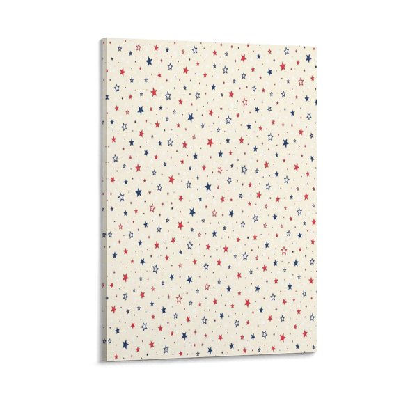 GooTPa Patriotic Red White Blue Stars Matrix Canvas Wall Art Framed Painting, Modern Home Decor Print for Living Room Bedroom Office Wall Decoration