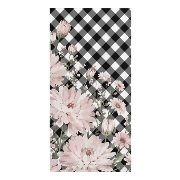 GooTPa Pink Floral Buffalo Check Pattern Microfiber Beach Towel 61.4×30.3Inch Quick Dry Lightweight Sand Free Towel for Travel Swim Pool Camping Gym(Flower)