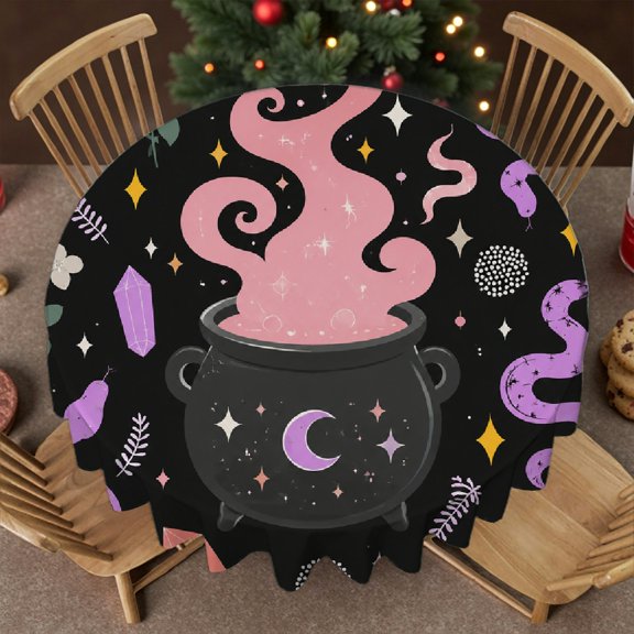 GooTPa Pink Magic Cauldron With Snake Crystals  Soft, Machine-Made - Festive Table Setting  Stain Resistant & Washable Decor, Wedding, Party, Home Dining